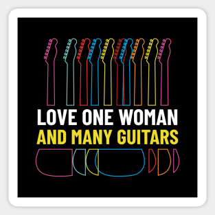 Love One Woman and Many Guitars Guitar Outline Sticker